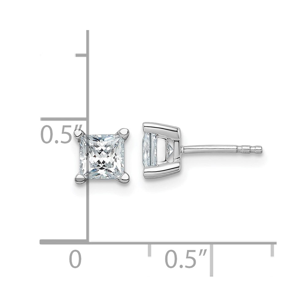 14K White Gold 1 1/2 Ctw Lab Grown Diamond Vs+ F+ Princess 4 Prong Heavy Wt. Stud Earrings