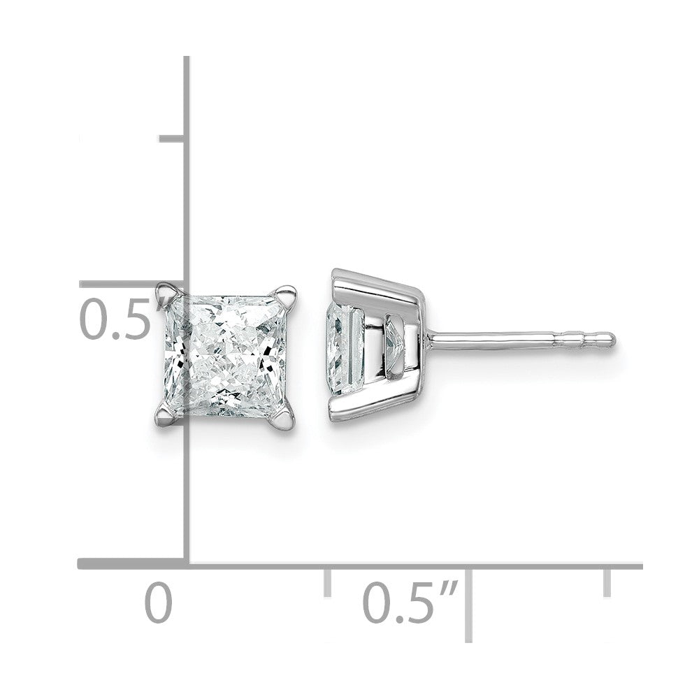 14K White Gold 2 Ctw Lab Grown Diamond Vs+ F+ Princess 4 Prong Heavy Wt. Stud Earrings