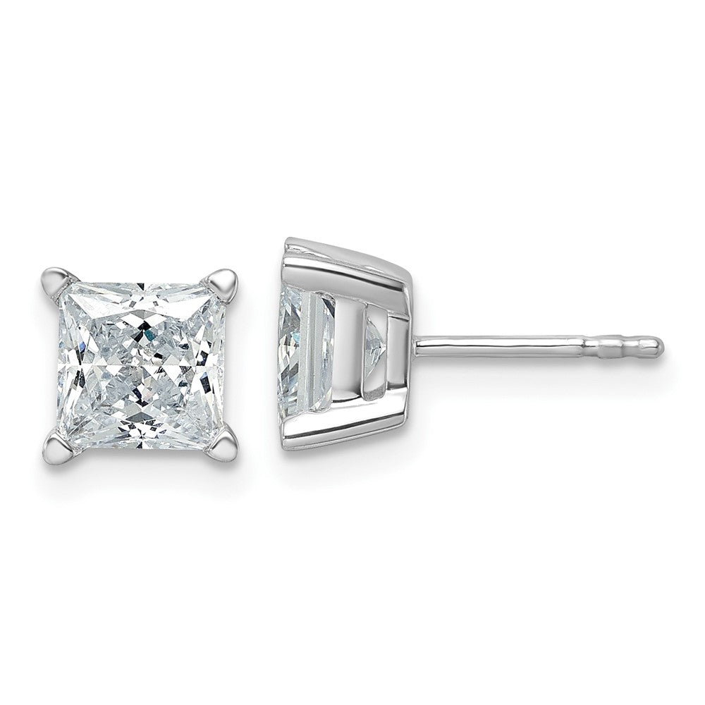 14K White Gold 3 Ctw Lab Grown Diamond Vs+ F+ Princess 4 Prong Heavy Wt. Stud Earrings