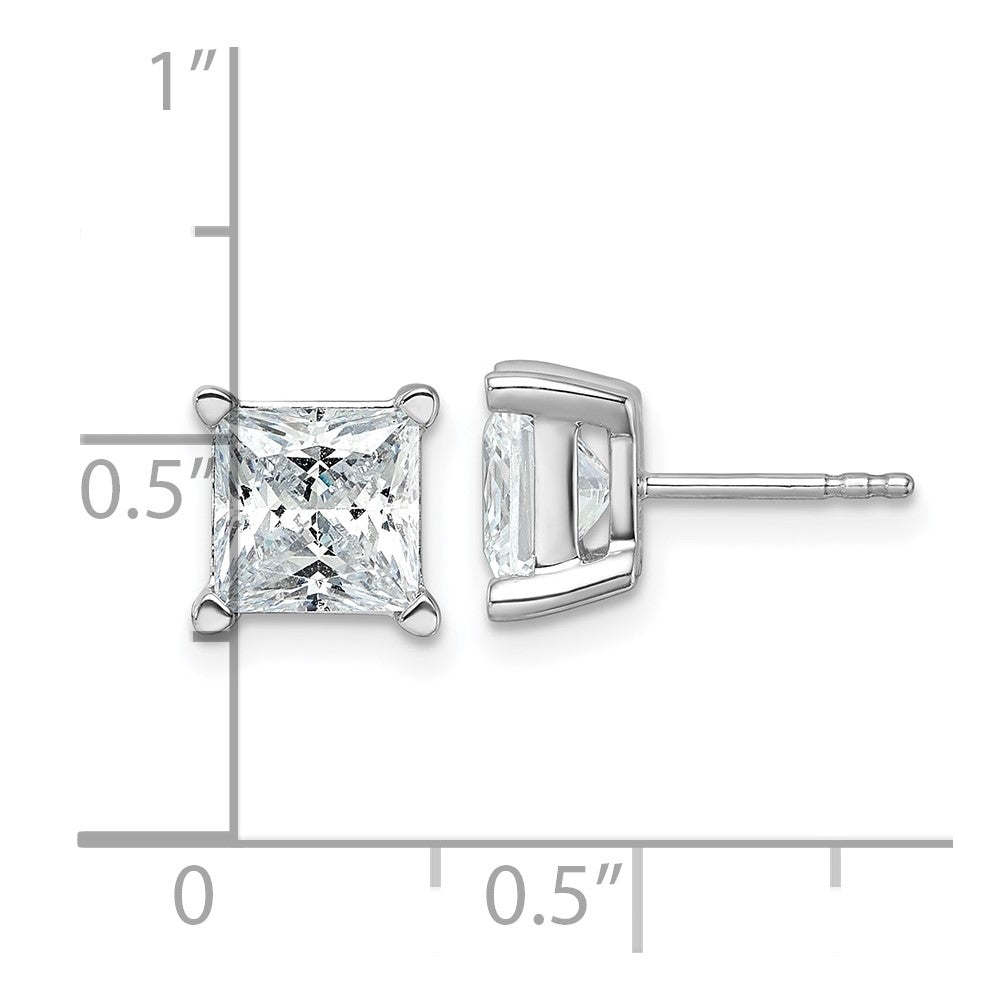 14K White Gold 5 Ctw Lab Grown Diamond Vs+ F+ Princess 4 Prong Heavy Wt. Stud Earrings