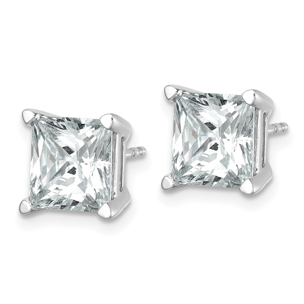 14K White Gold 6 Ctw Lab Grown Diamond Vs+ F+ Princess 4 Prong Heavy Wt. Stud Earrings