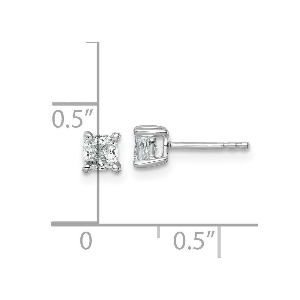 14K White Gold 3/4 Ctw Lab Grown Diamond Vs+ F+ Cushion 4 Prong Heavy Wt. Stud Earrings