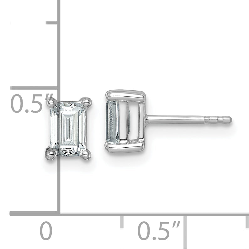 14K White Gold 1 1/2 Ctw Lab Grown Diamond Vs+ F+ Emerald 4 Prong Heavy Wt. Stud Earrings