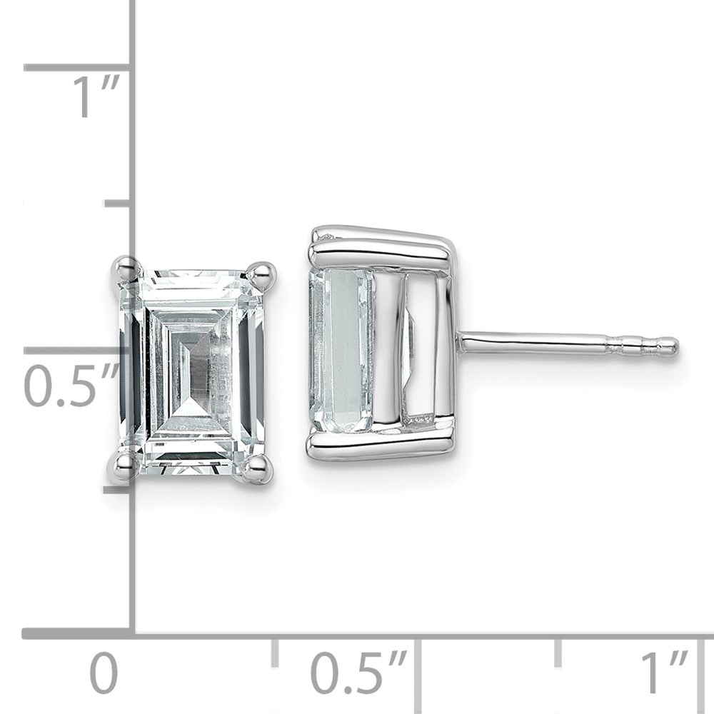 14K White Gold 5 Ctw Lab Grown Diamond Vs+ F+ Emerald 4 Prong Heavy Wt. Stud Earrings