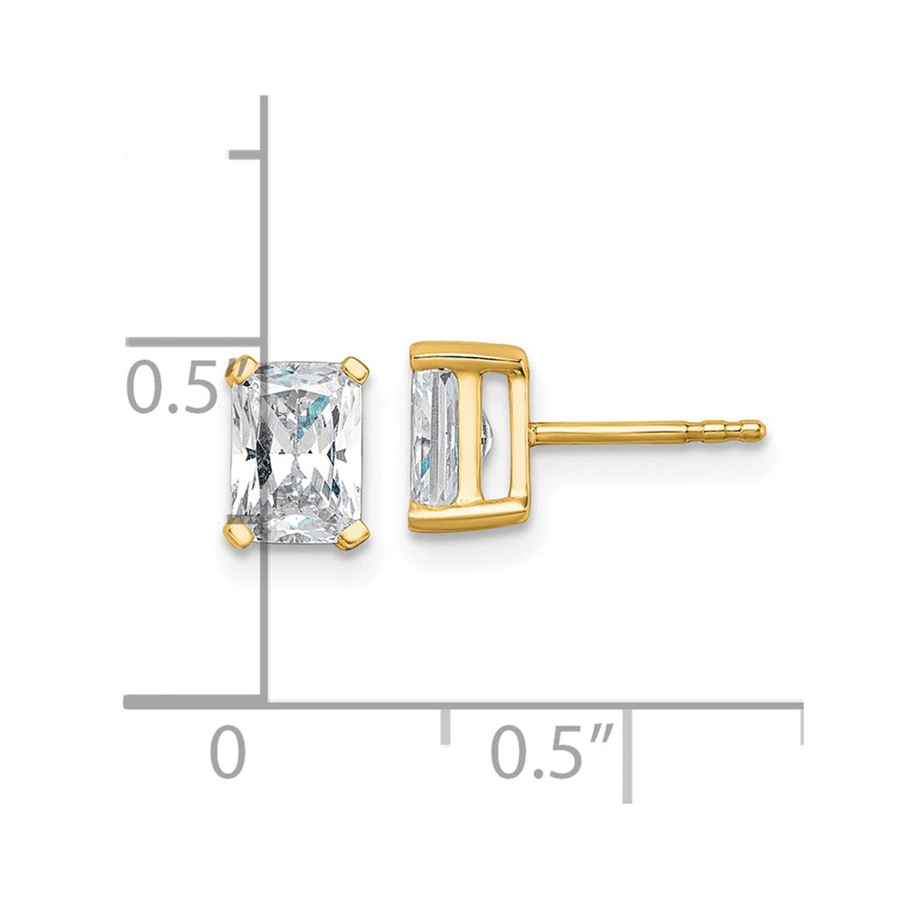 14K Yellow Gold 1 1/2 Ctw Lab Grown Diamond Vs+ F+ Radiant 4 Prong Heavy Wt. Stud Earrings