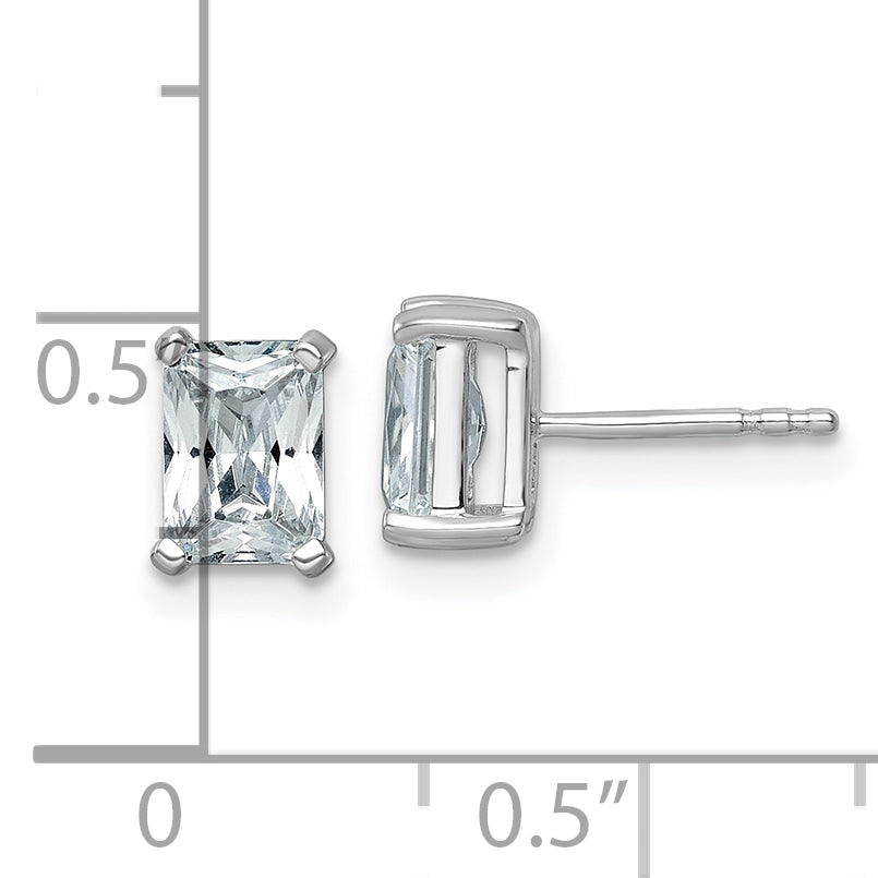 14K White Gold 2 Ctw Lab Grown Diamond Vs+ F+ Radiant 4 Prong Heavy Wt. Stud Earrings