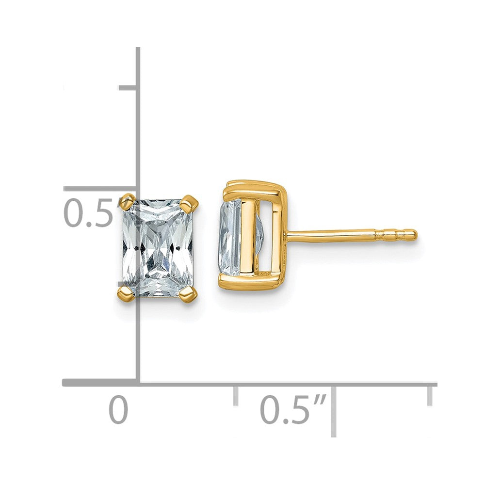 14K Yellow Gold 2 Ctw Lab Grown Diamond Vs+ F+ Radiant 4 Prong Heavy Wt. Stud Earrings