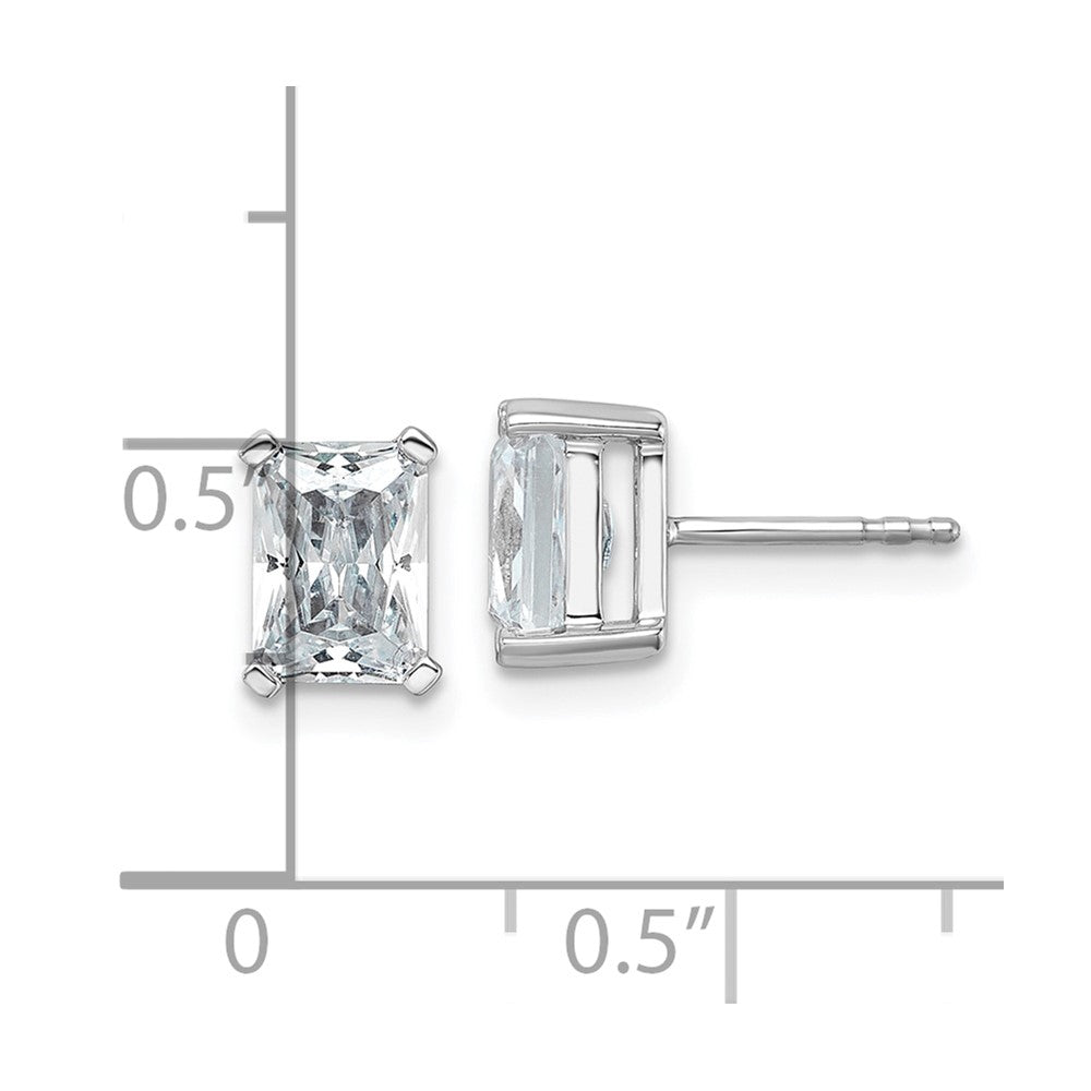 14K White Gold 3 Ctw Lab Grown Diamond Vs+ F+ Radiant 4 Prong Heavy Wt. Stud Earrings