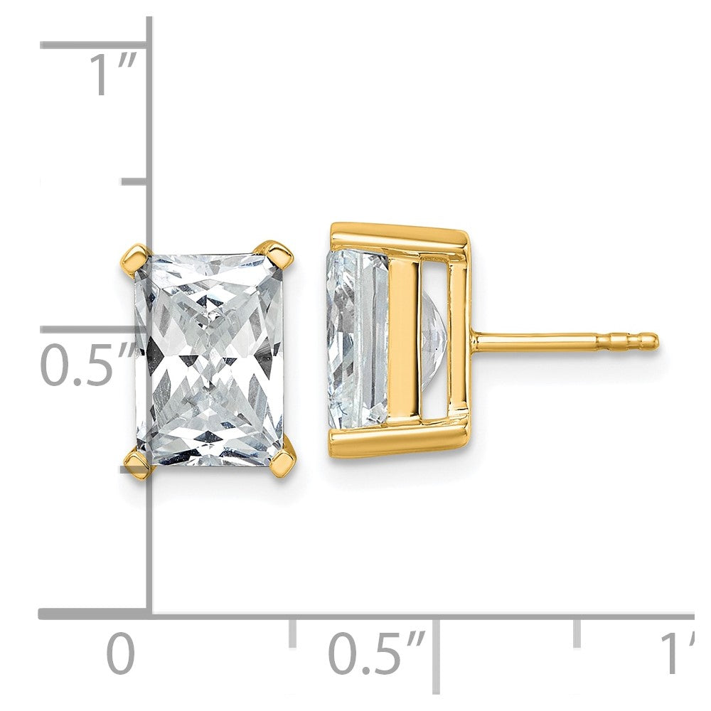14K Yellow Gold 6 Ctw Lab Grown Diamond Vs+ F+ Radiant 4 Prong Heavy Wt. Stud Earrings