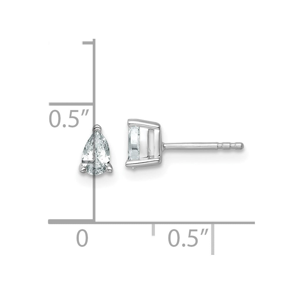 14K White Gold 1/2 Ctw Lab Grown Diamond Vs+ F+ Pear 4 Prong Heavy Wt. Stud Earrings