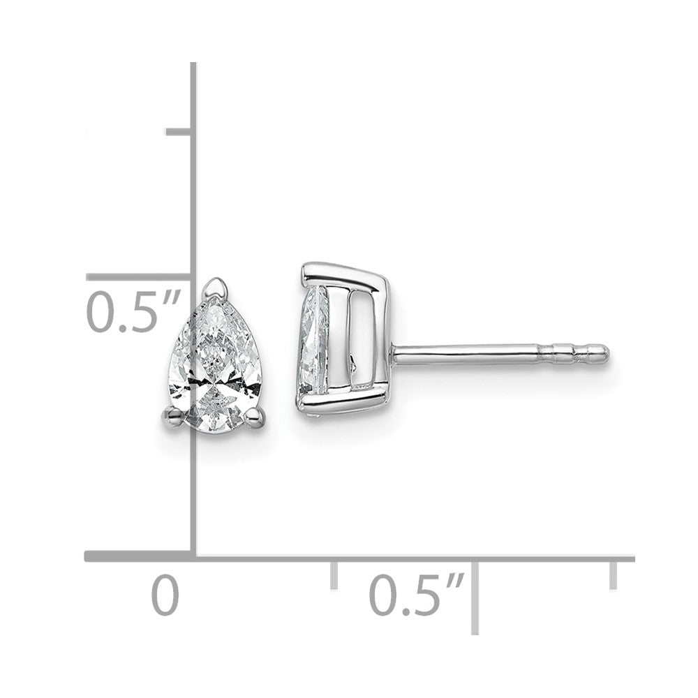 14K White Gold 3/4 Ctw Lab Grown Diamond Vs+ F+ Pear 4 Prong Heavy Wt. Stud Earrings