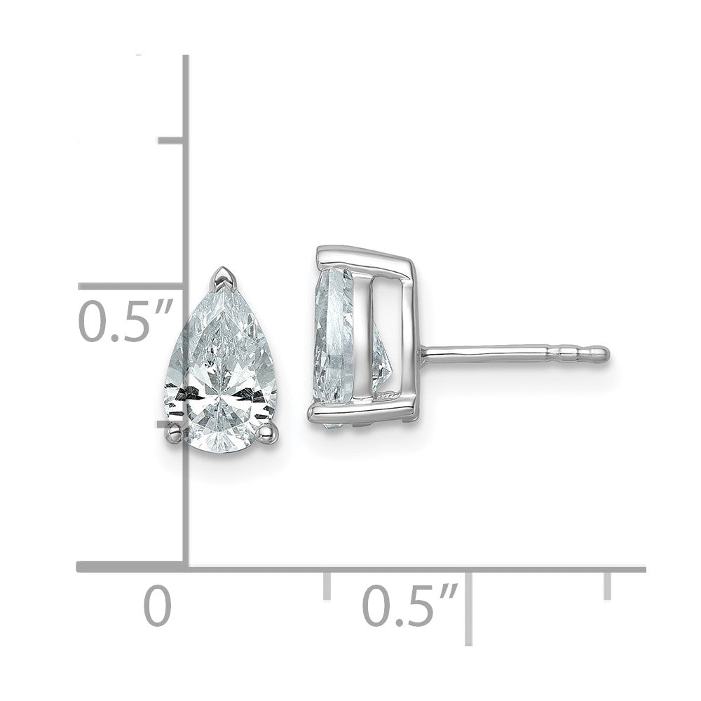 14K White Gold 2 Ctw Lab Grown Diamond Vs+ F+ Pear 4 Prong Heavy Wt. Stud Earrings