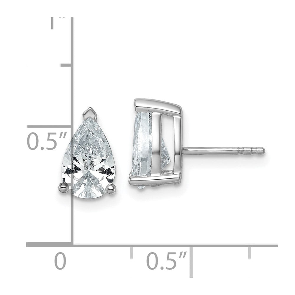 14K White Gold 3 Ctw Lab Grown Diamond Vs+ F+ Pear 4 Prong Heavy Wt. Stud Earrings