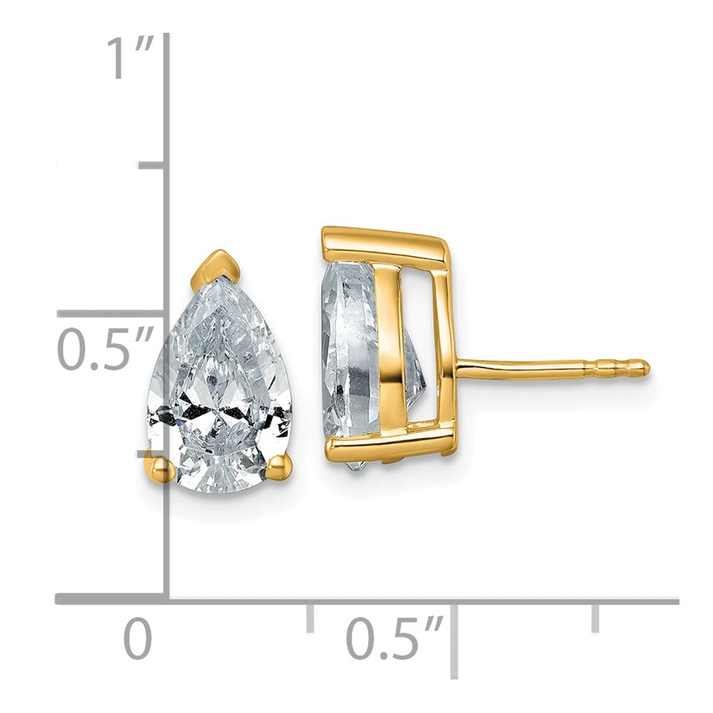 14K Yellow Gold 4 Ctw Lab Grown Diamond Vs+ F+ Pear Prong Heavy Wt. Stud Earrings