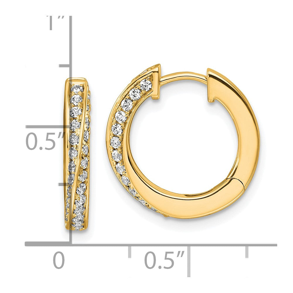 14K Yellow Gold True Origin 5/8 Carat Lab Grown Diamond Vs Def Twisted Hinged Hoop Earrings