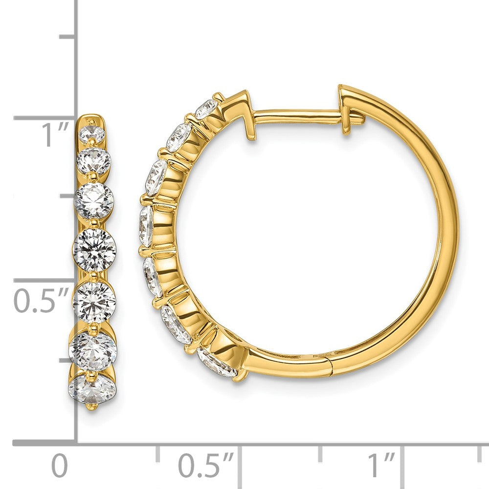 14K Yellow Gold True Origin 1 5/8 Carat Lab Grown Diamond Vs Def Hinged Hoops