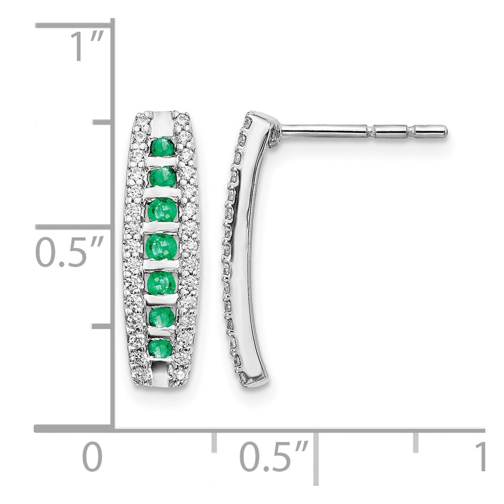 14k White Gold 1/3 Ct. Lab Grown Diamond VS/SI+ G+ and Created Emerald Complete Fashion Post Earrings