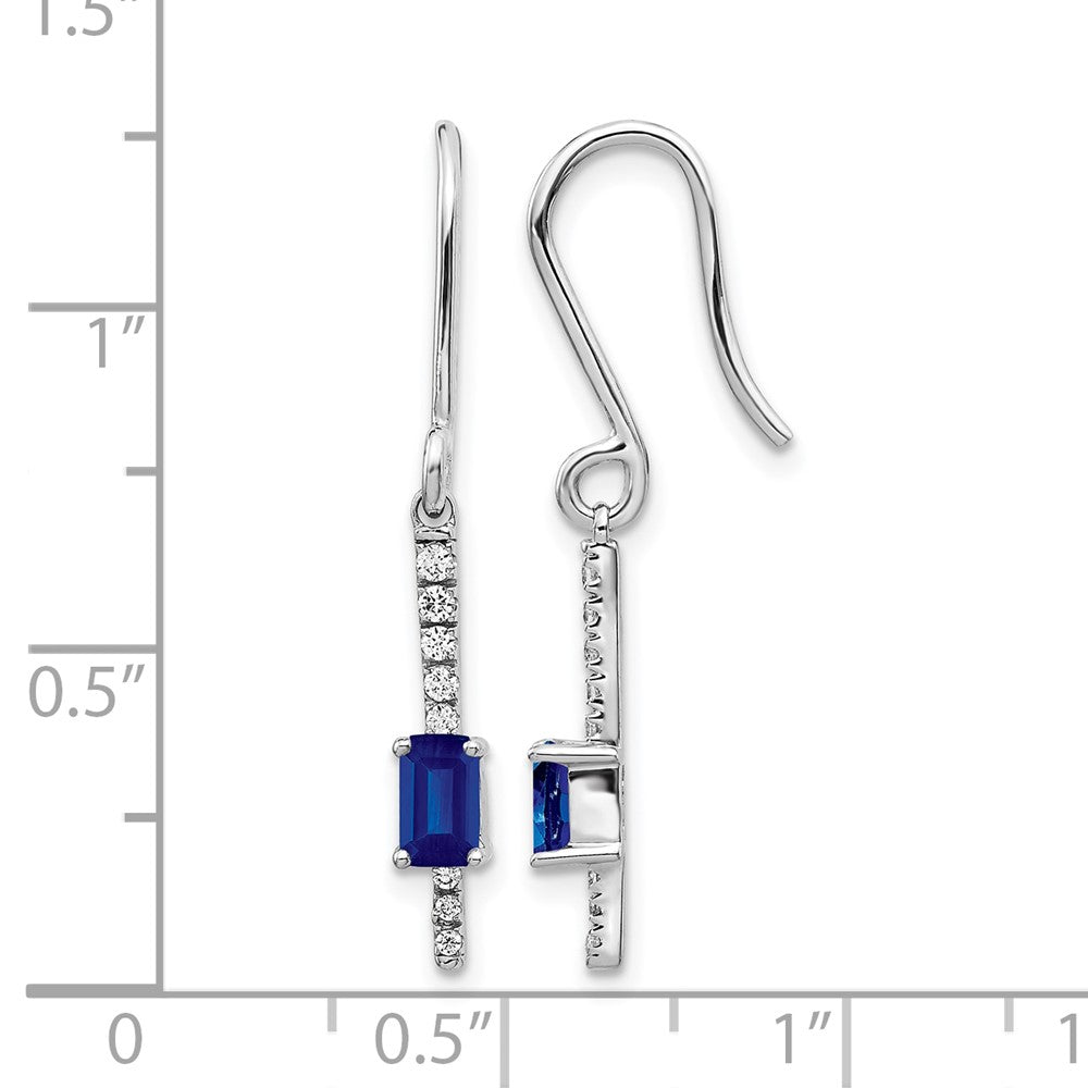 14K White Gold Lab Grown VS/SI+ G+ Diamond and Created Sapphire Fancy Earrings