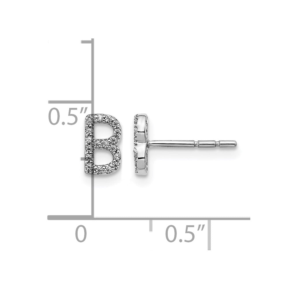14K White Gold Lab Grown VS/SI+ G+ Diamond Letter B Initial Post Earrings