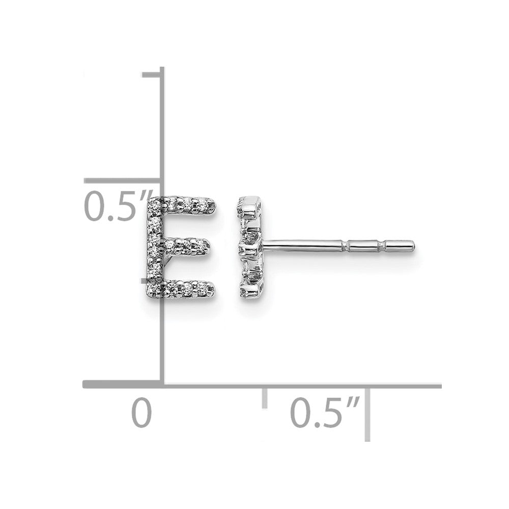 14K White Gold Lab Grown VS/SI+ G+ Diamond Letter E Initial Post Earrings