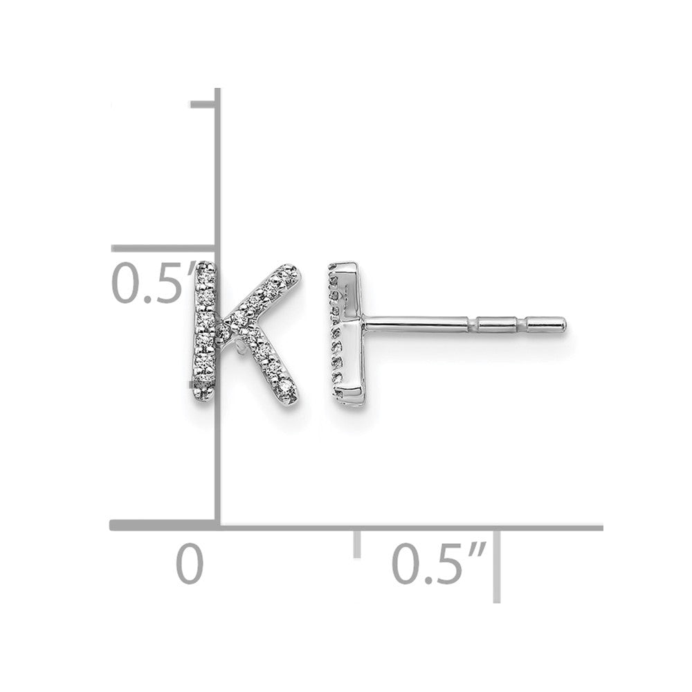 14K White Gold Lab Grown VS/SI+ G+ Diamond Letter K Initial Post Earrings