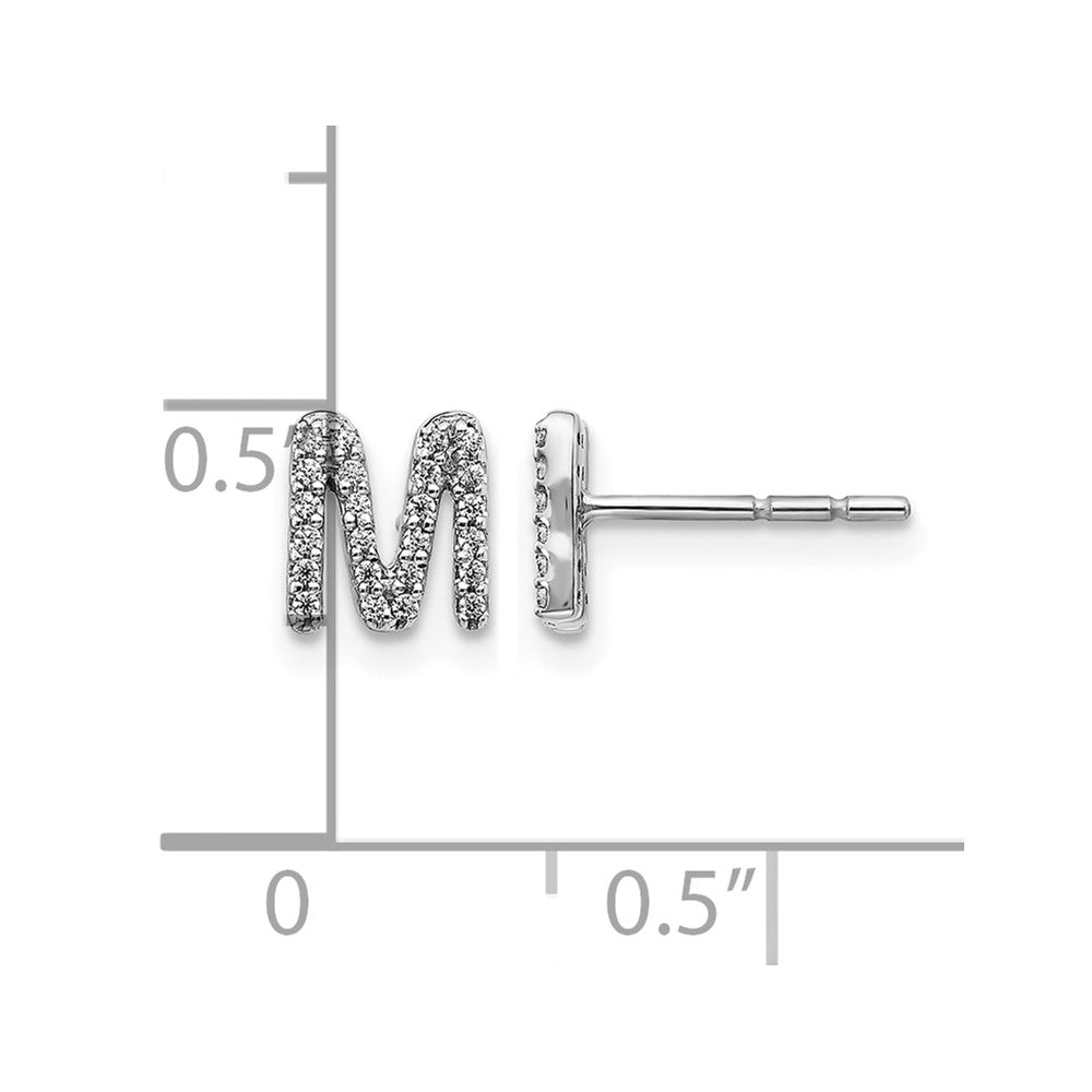 14K White Gold Lab Grown VS/SI FGH Diamond Letter M Initial Post Earrings