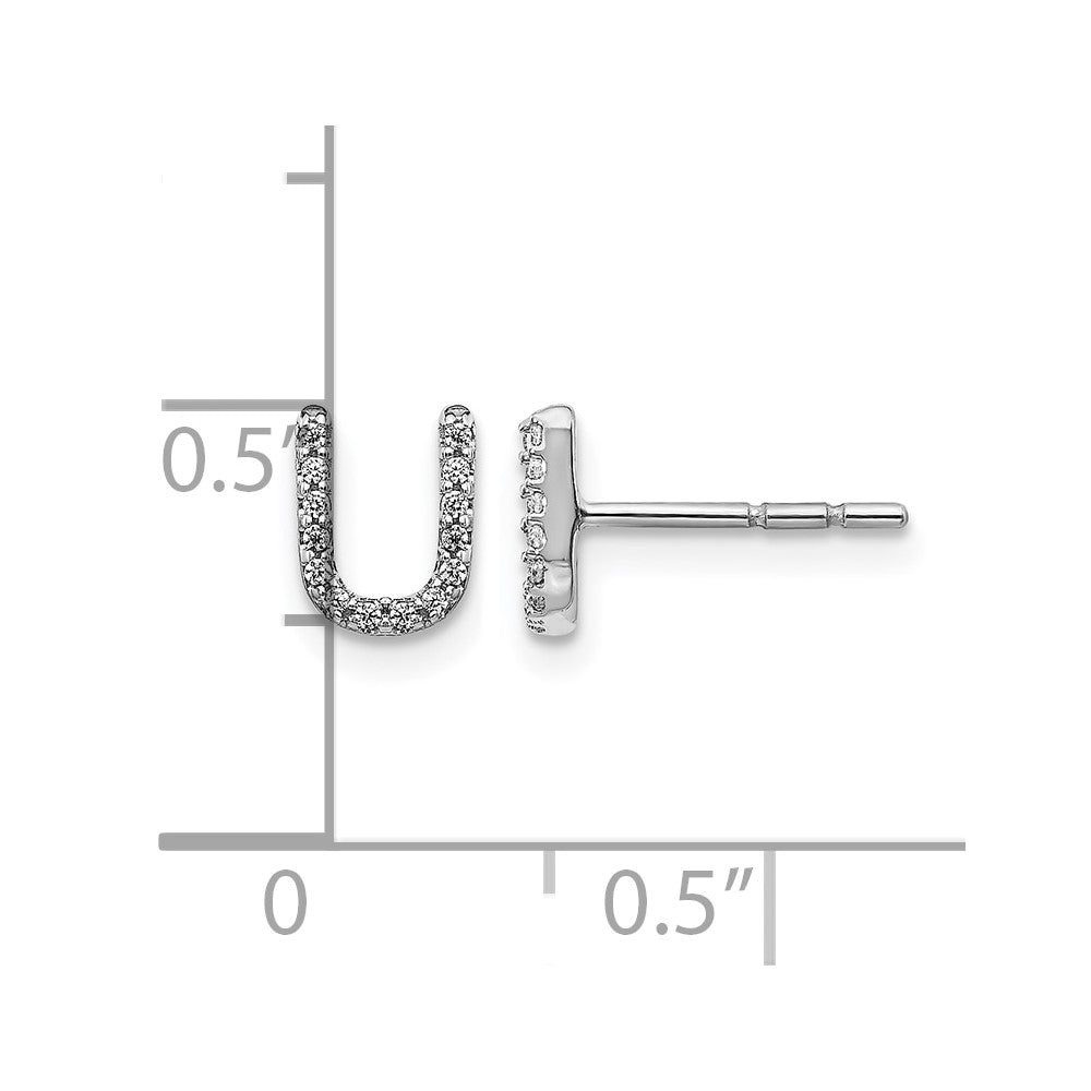 14K White Gold Lab Grown VS/SI+ G+ Diamond Letter U Initial Post Earrings