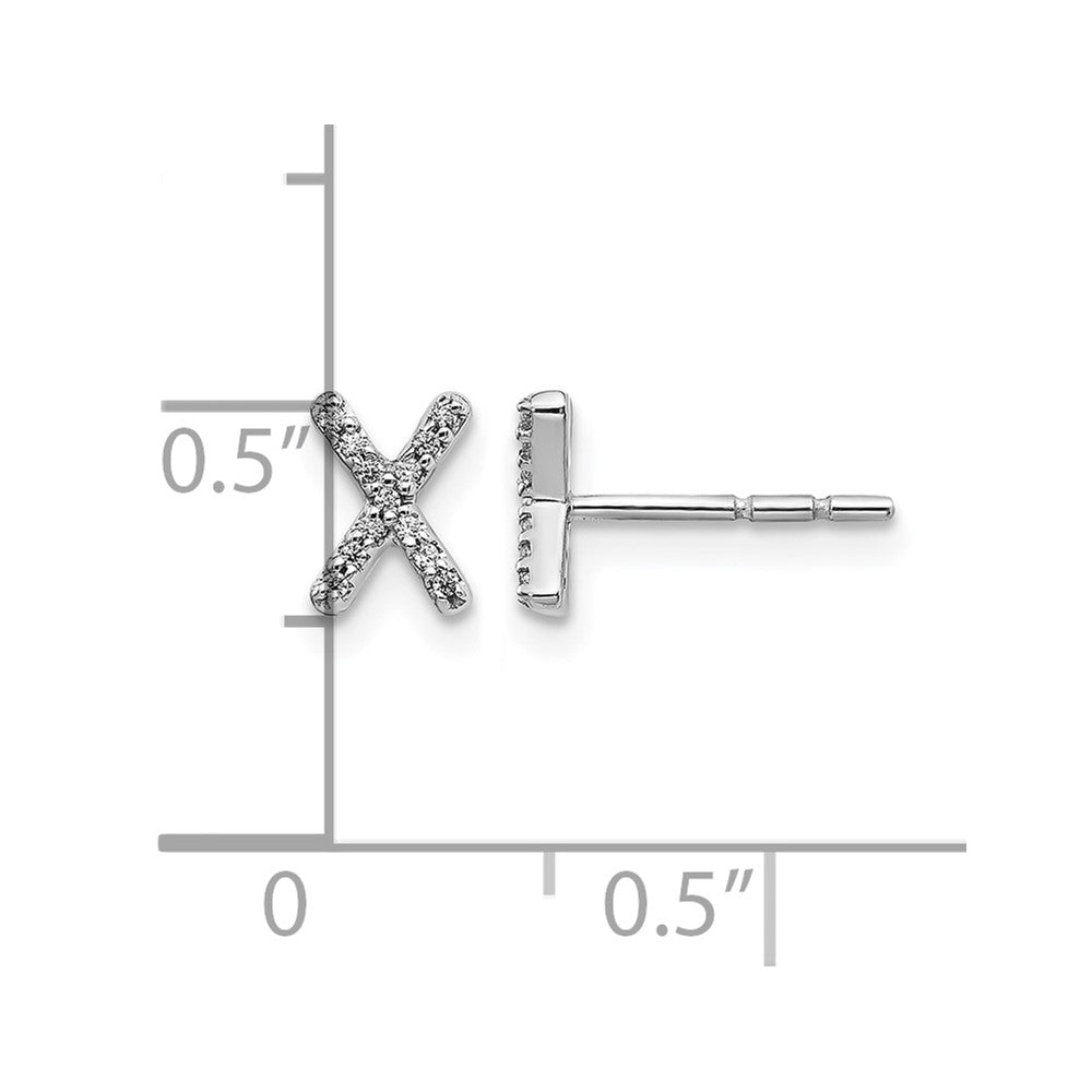 14K White Gold Lab Grown VS/SI+ G+ Diamond Letter X Initial Post Earrings