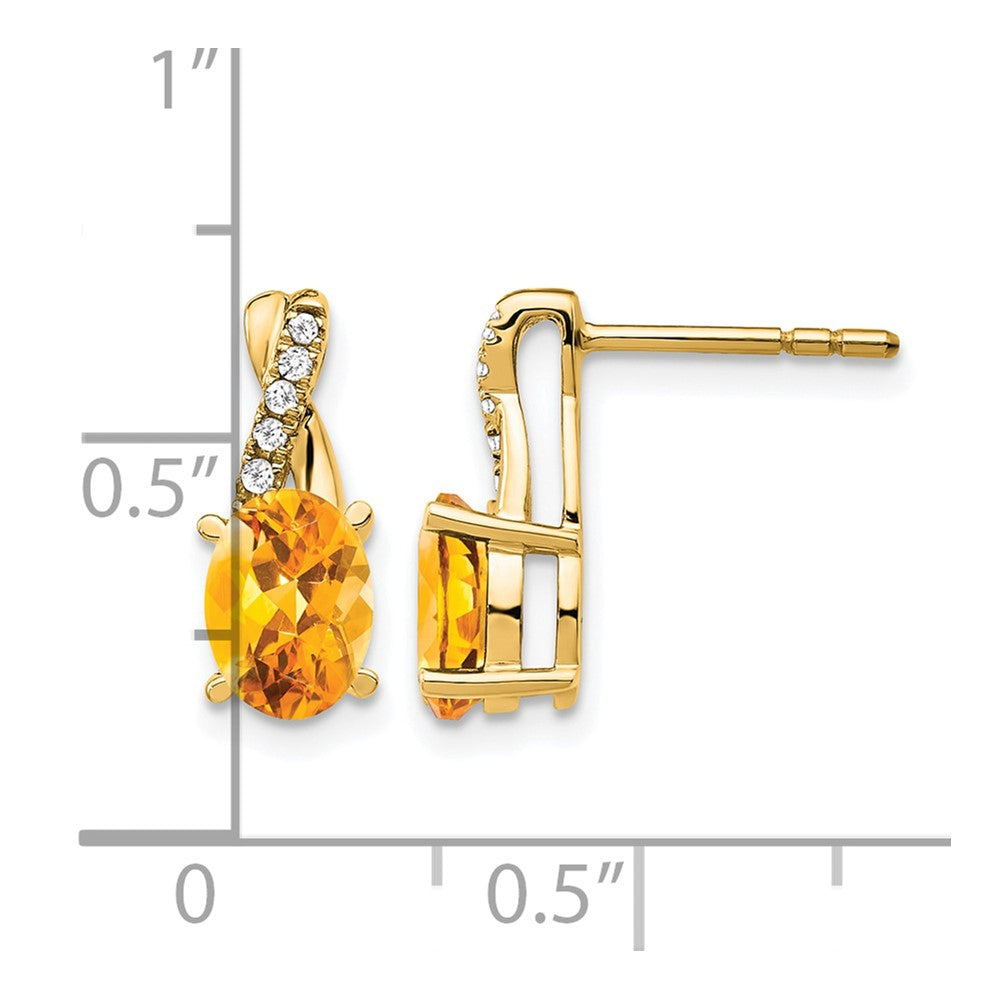 10K Yellow Gold Citrine And Diamond Earrings