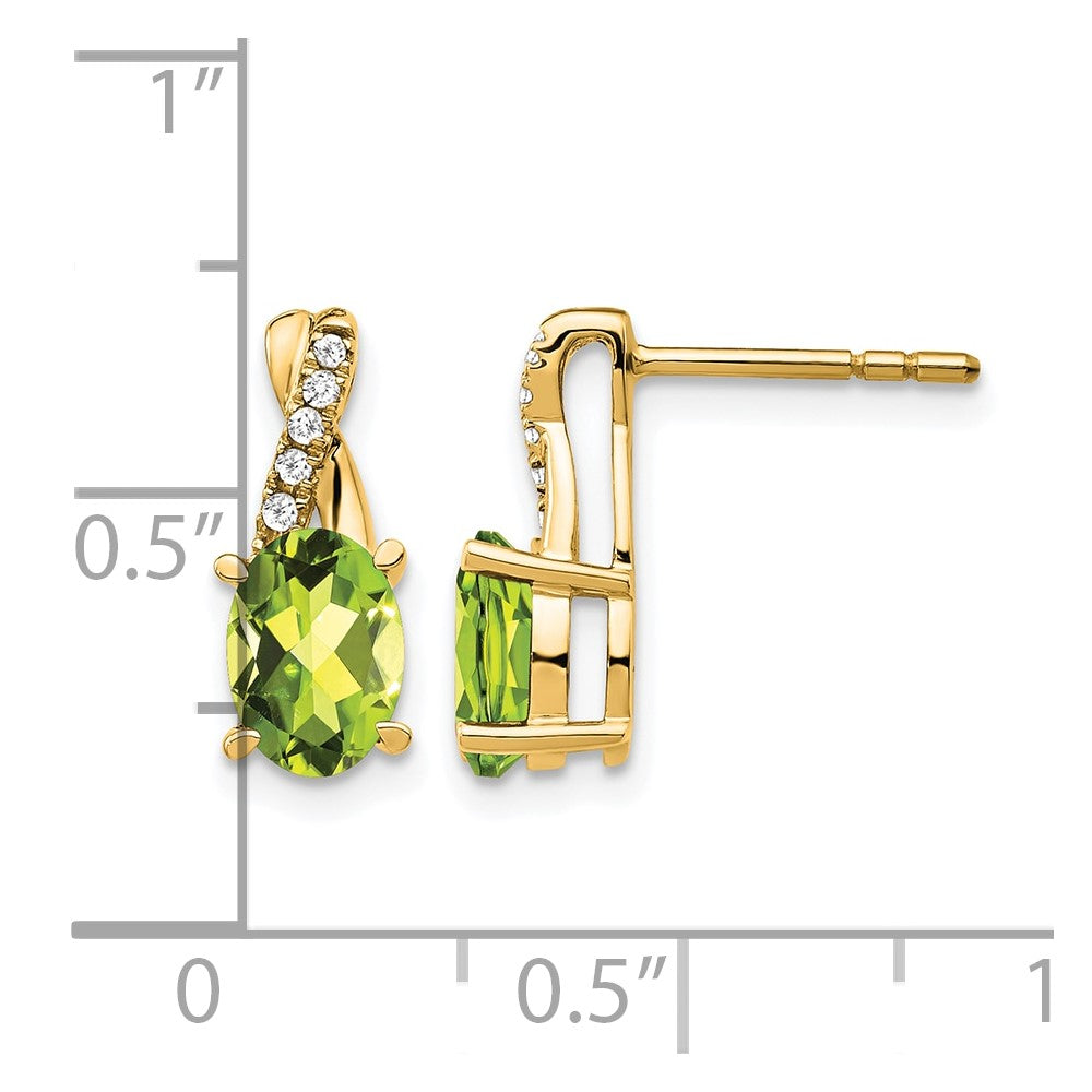 10K Yellow Gold Peridot And Diamond Earrings