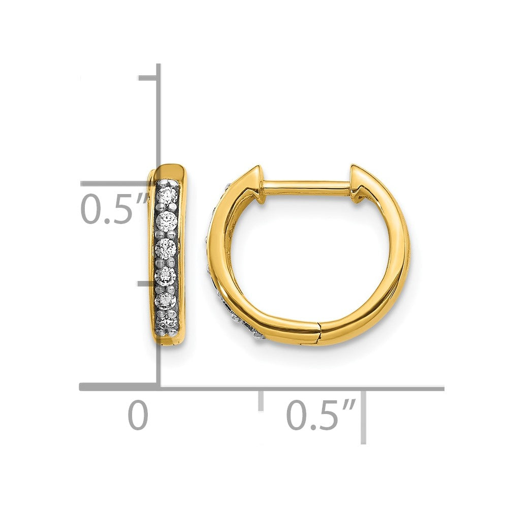 10K Yellow Gold Diamond Hinged Hoop Earrings