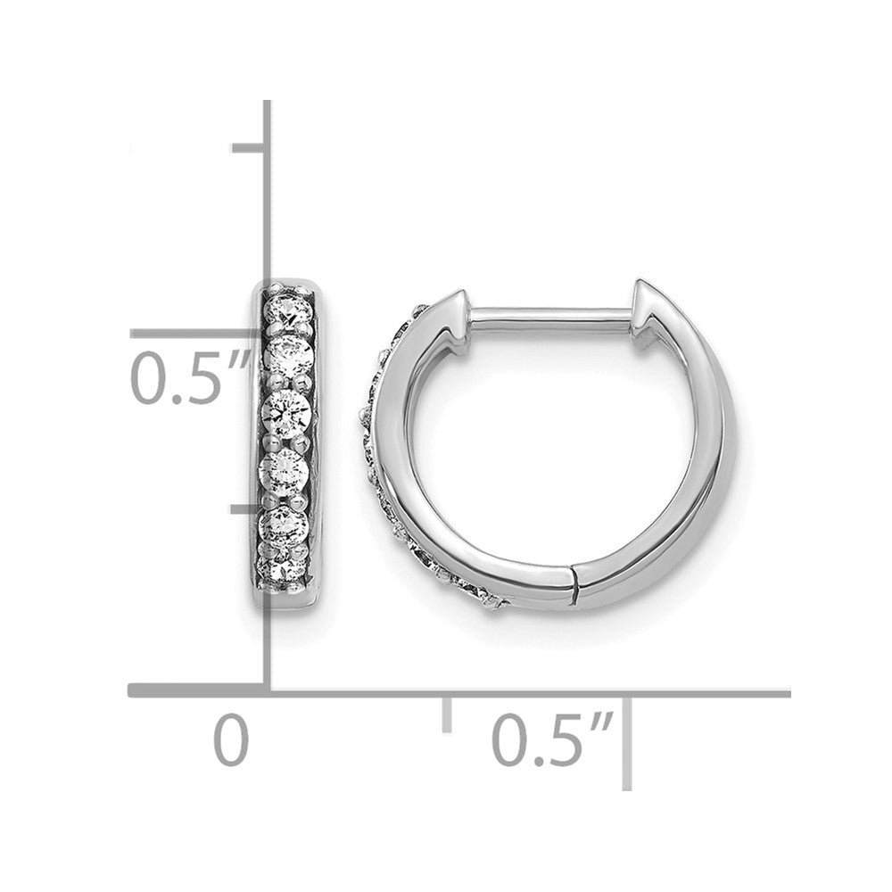 10K White Gold Diamond Hinged Hoop Earrings