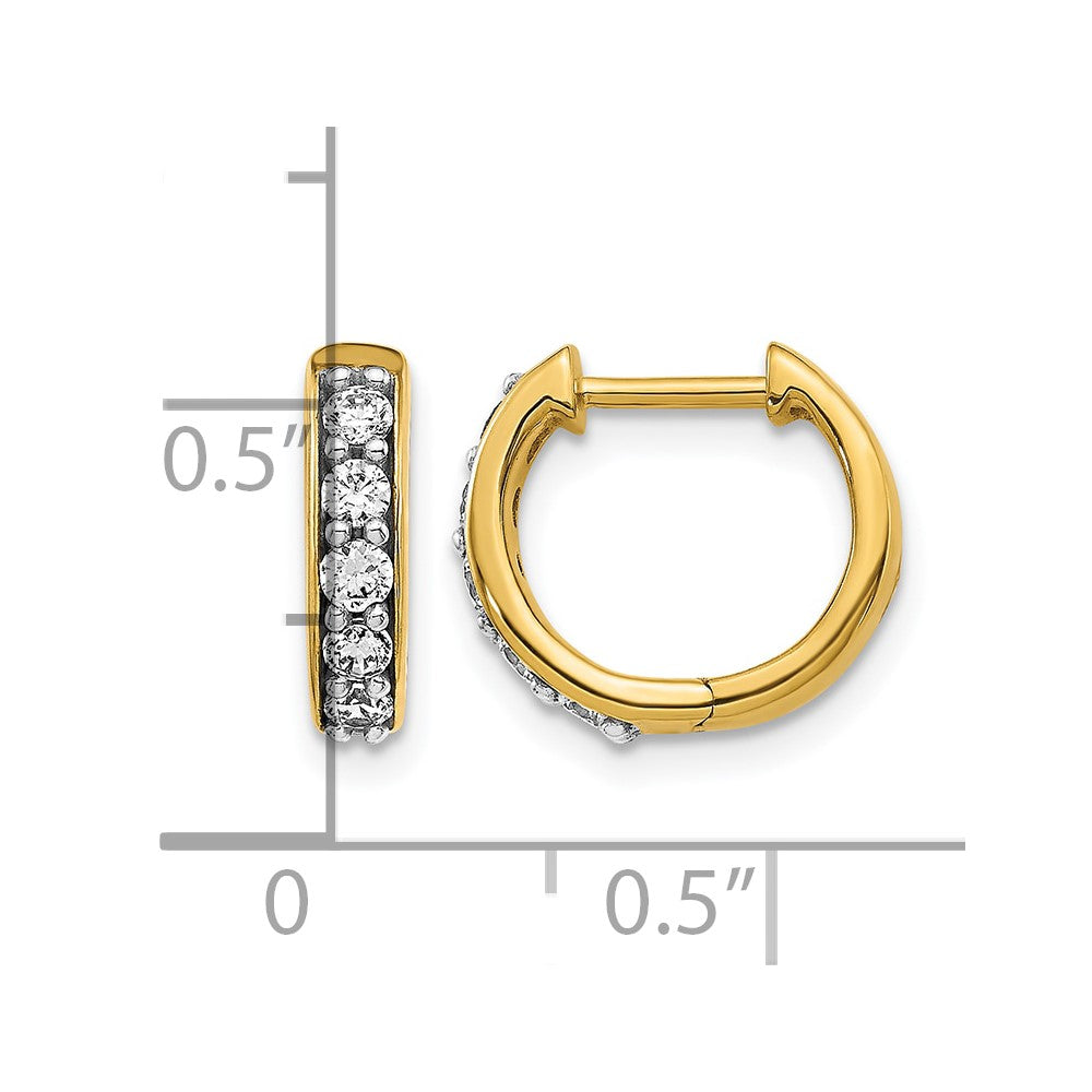 10K Yellow Gold Diamond Hinged Hoop Earrings