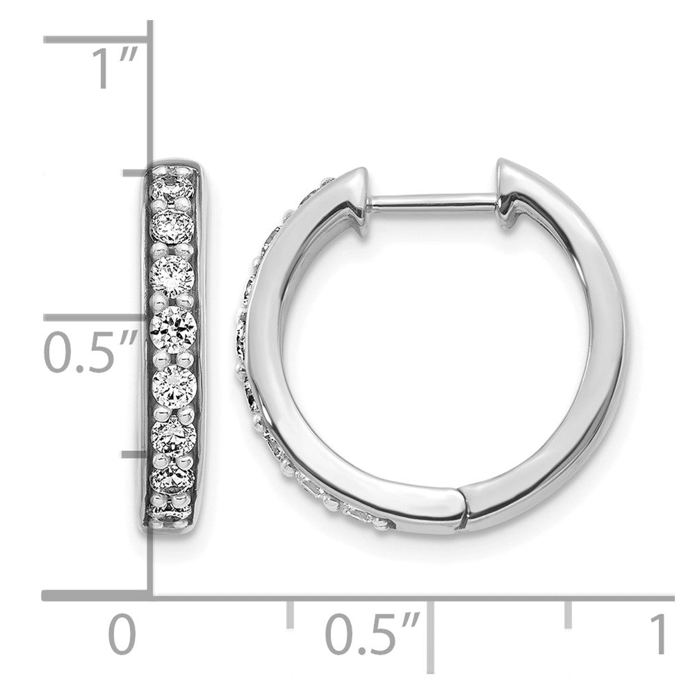 10K White Gold Diamond Hinged Hoop Earrings