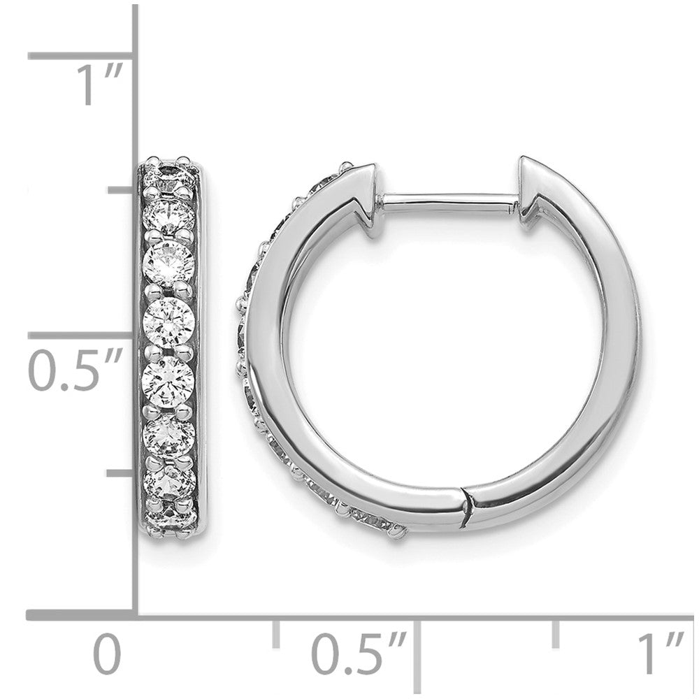 10K White Gold Diamond Hinged Hoop Earrings