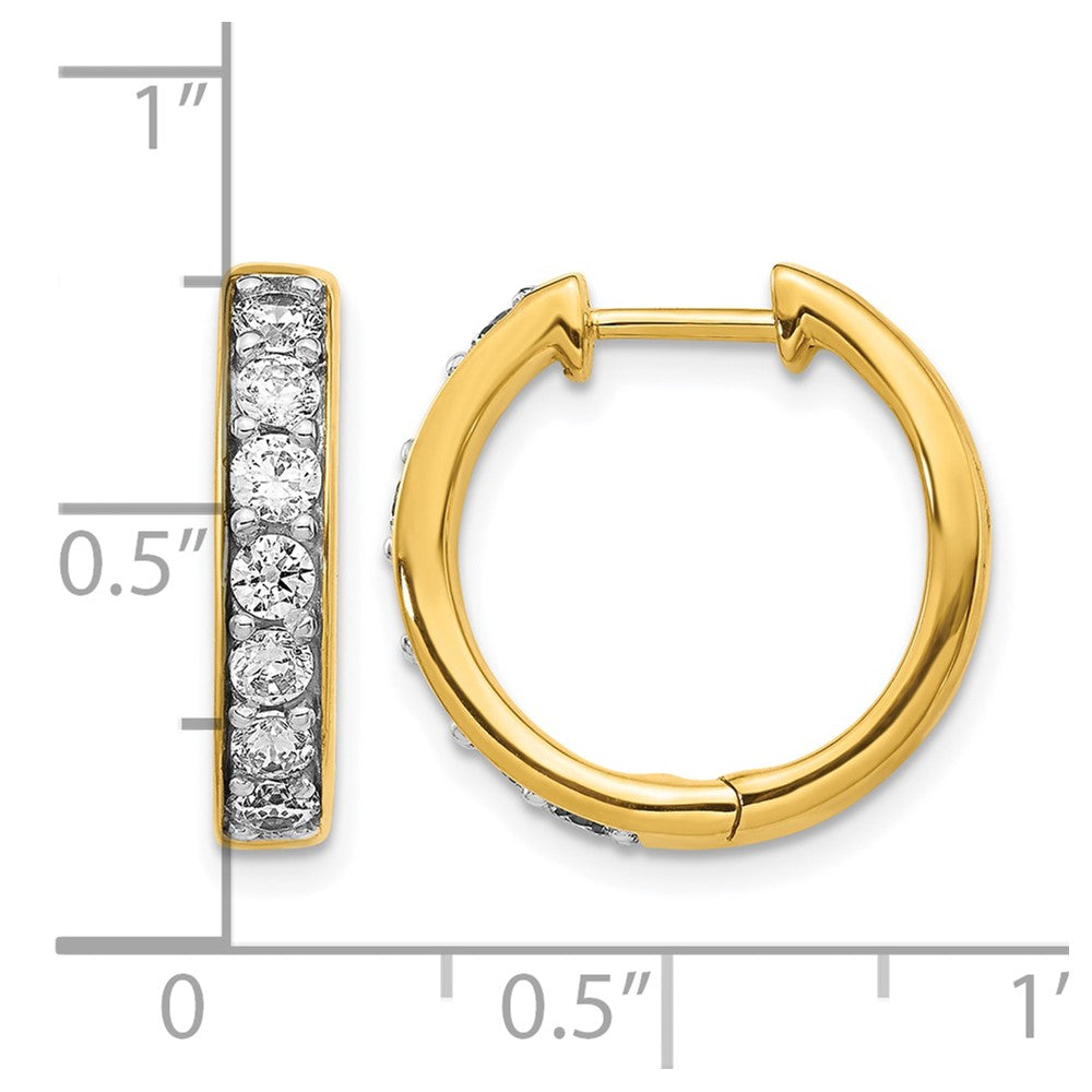 14k Yellow Gold 1 Ct. Lab Grown Diamond VS/SI+ G+ Hinged Hoop Earrings