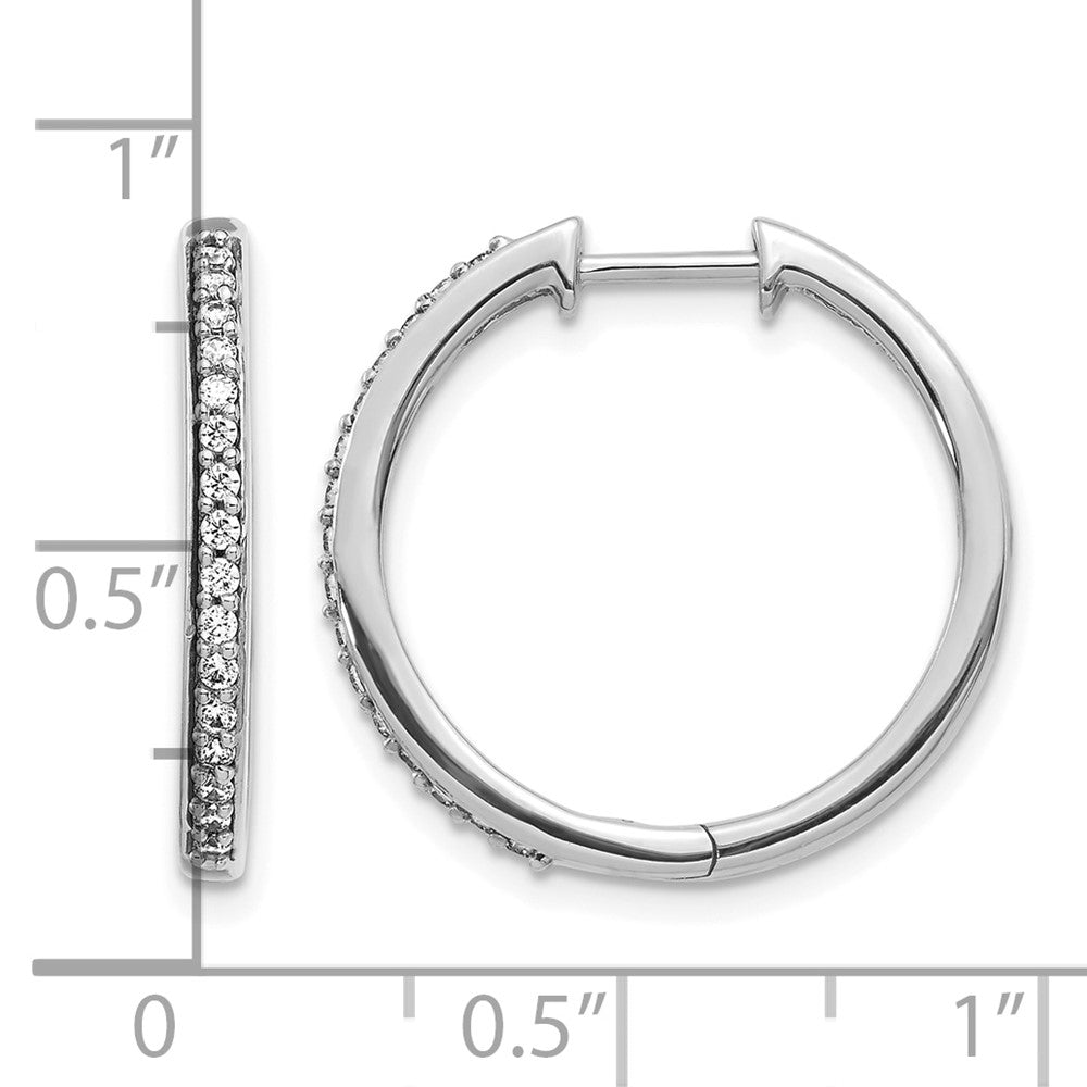 10K White Gold Diamond Hinged Hoop Earrings