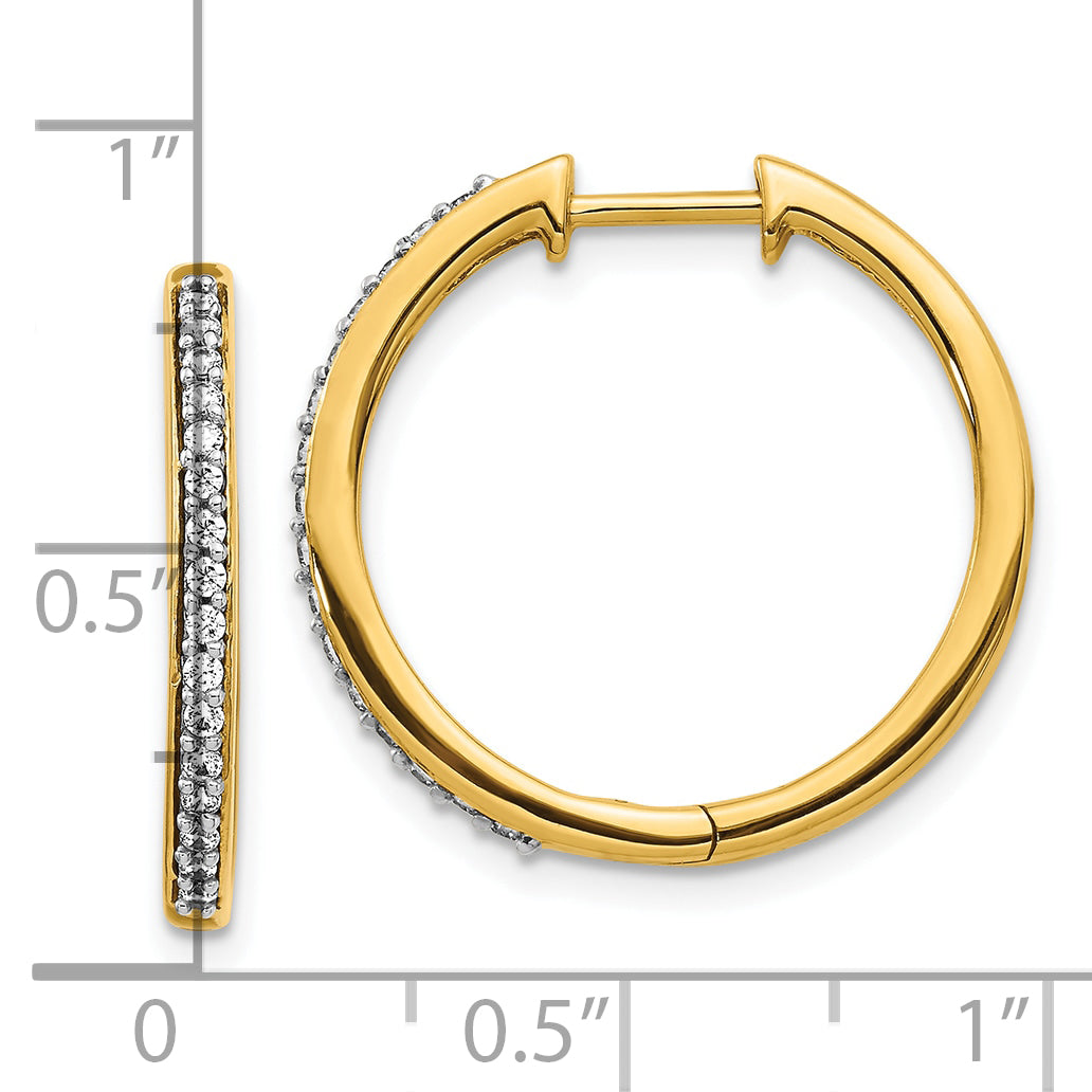 10K Yellow Gold Diamond Hinged Hoop Earrings