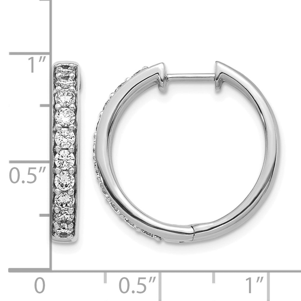 10K White Gold Diamond Hinged Hoop Earrings