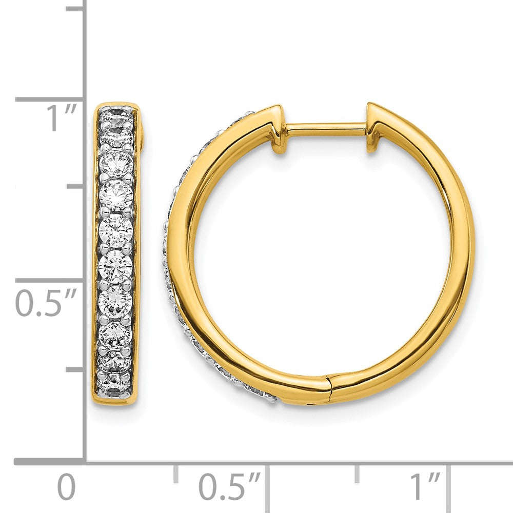 14k Yellow Gold 1 Ct. Lab Grown Diamond VS/SI+ G+ Hinged Hoop Earrings