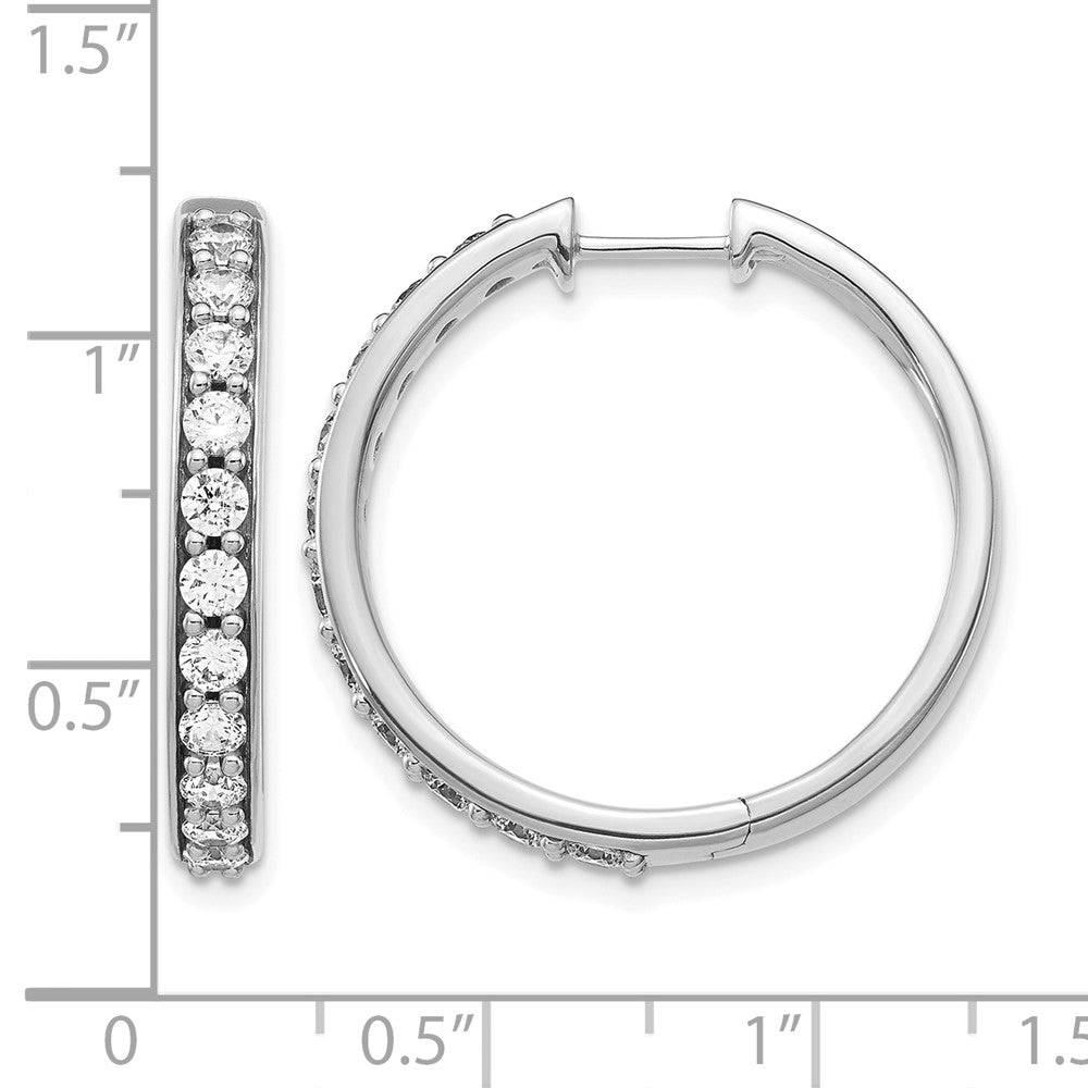 14k White Gold 1 1/2 Ct. Lab Grown Diamond VS/SI+ G+ Hinged Hoop Earrings