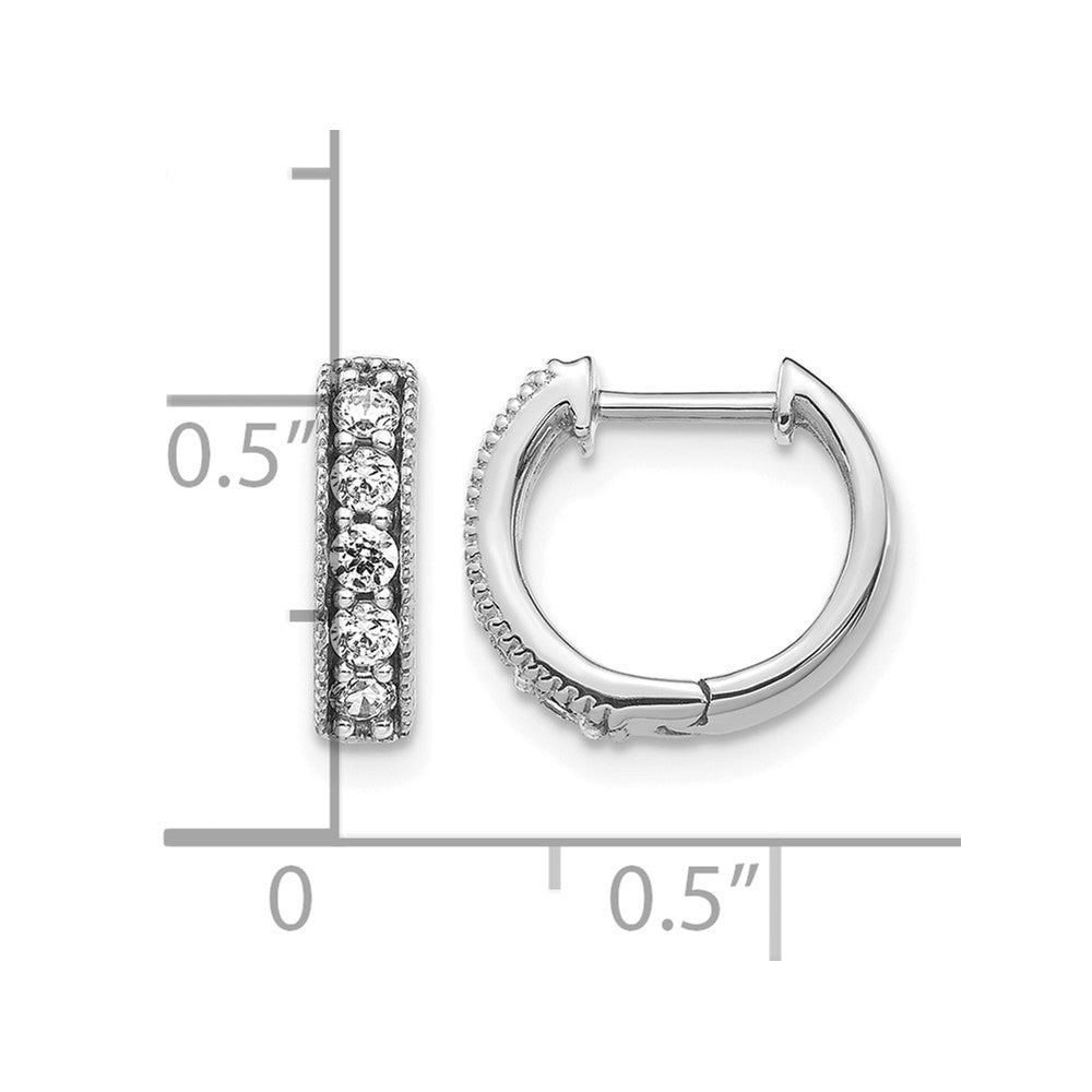 14k White Gold 1/3 Ct. Lab Grown Diamond VS/SI+ G+ Miligrain Hinged Hoop Earrings
