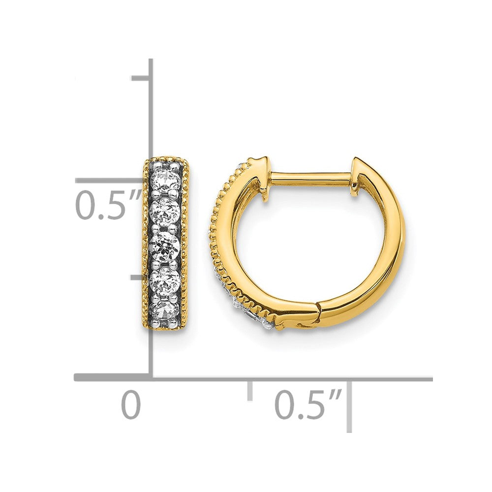 14k Yellow Gold 1/3 Ct. Lab Grown Diamond VS/SI+ G+ Miligrain Hinged Hoop Earrings