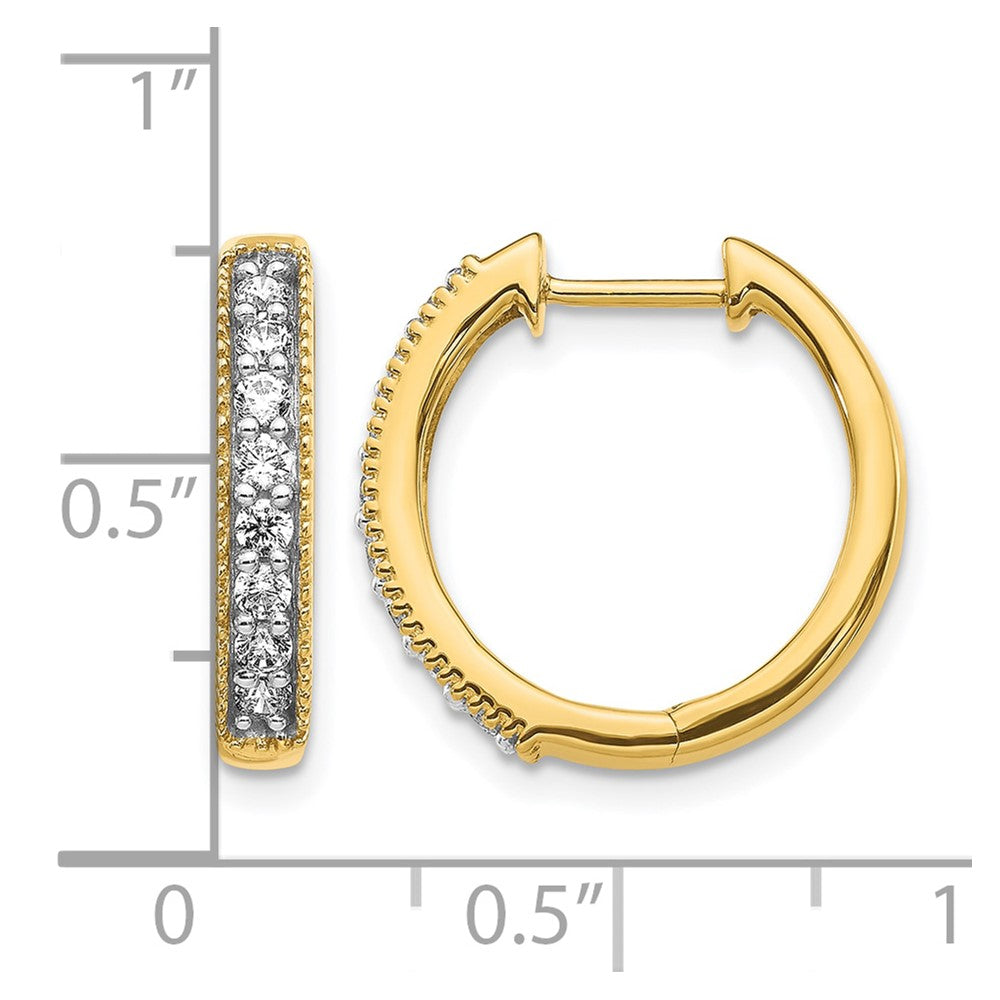 10K Yellow Gold Diamond Milgrain Hinged Hoop Earrings