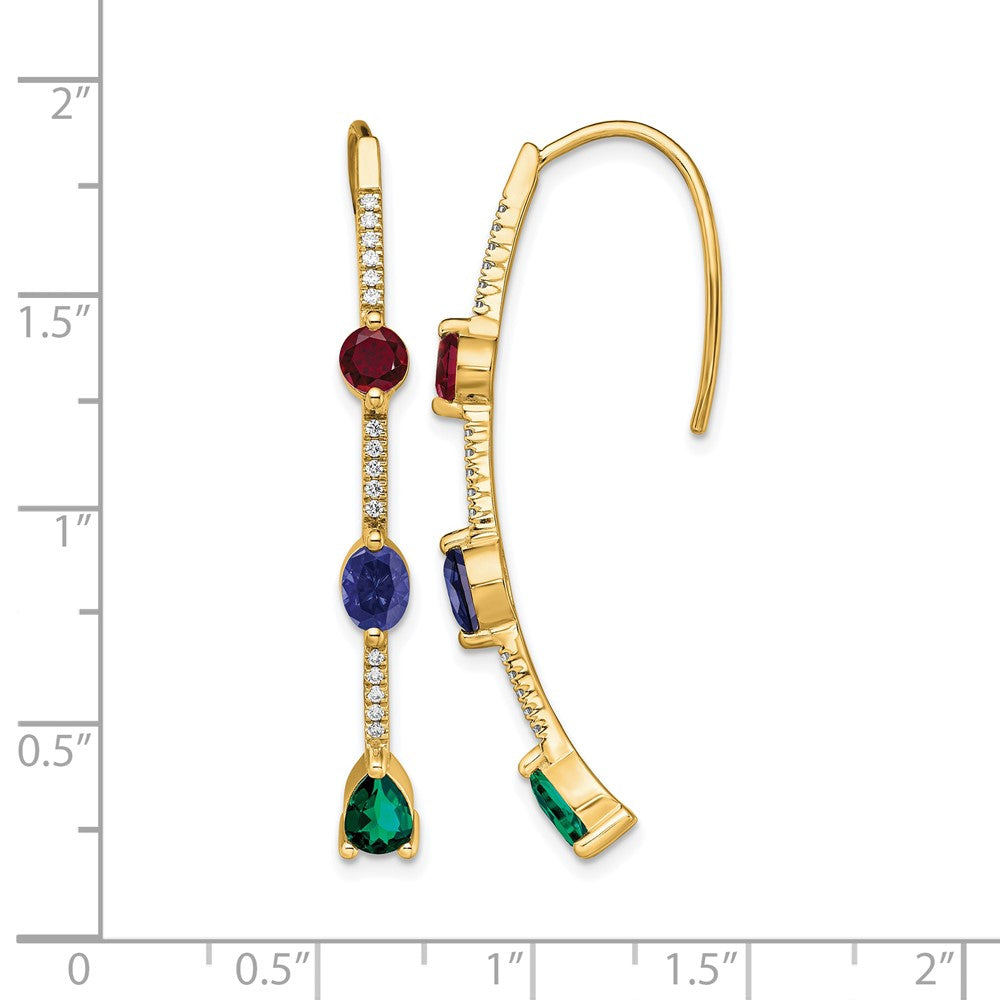 14k Yellow Gold Lab Grown Diamond VS/SI FGH Created.Ru,EM,SA Threader Earrings