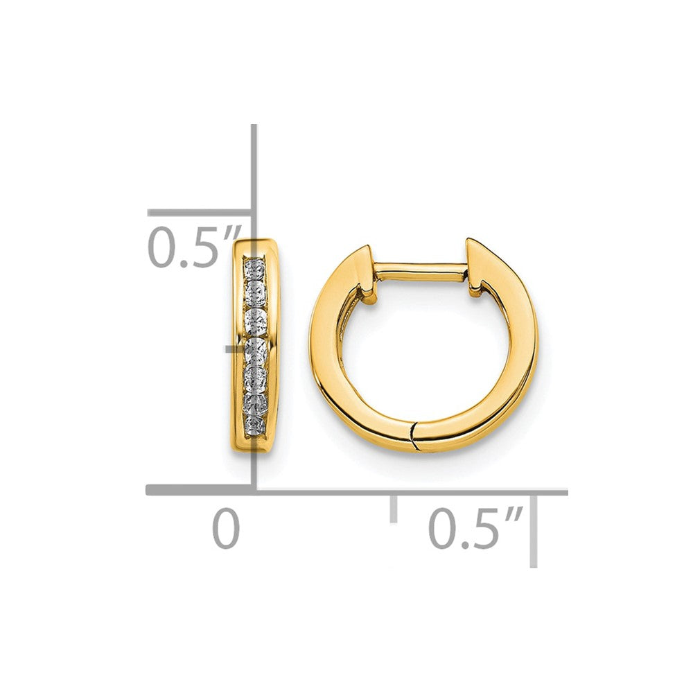 10K Yellow Gold Polished Diamond Hinged Hoop Earrings