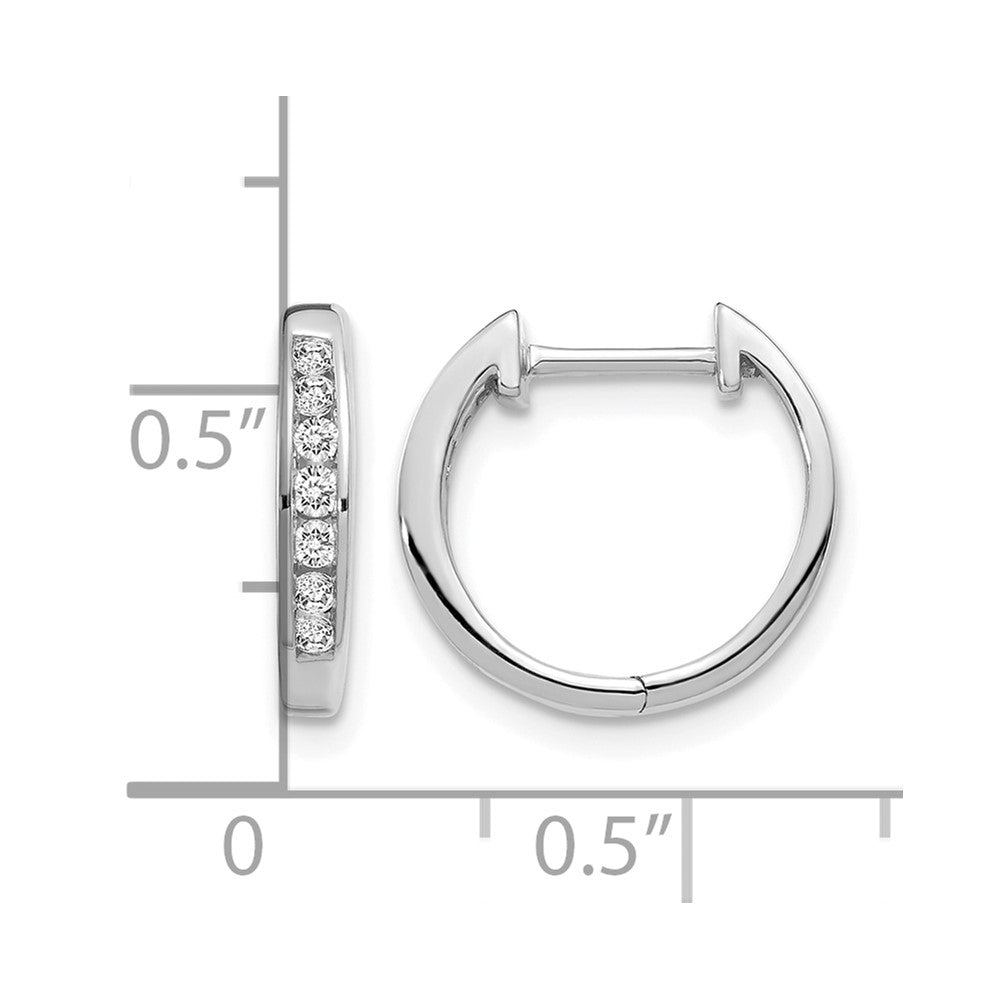 10K White Gold Diamond Hinged Hoop Earrings