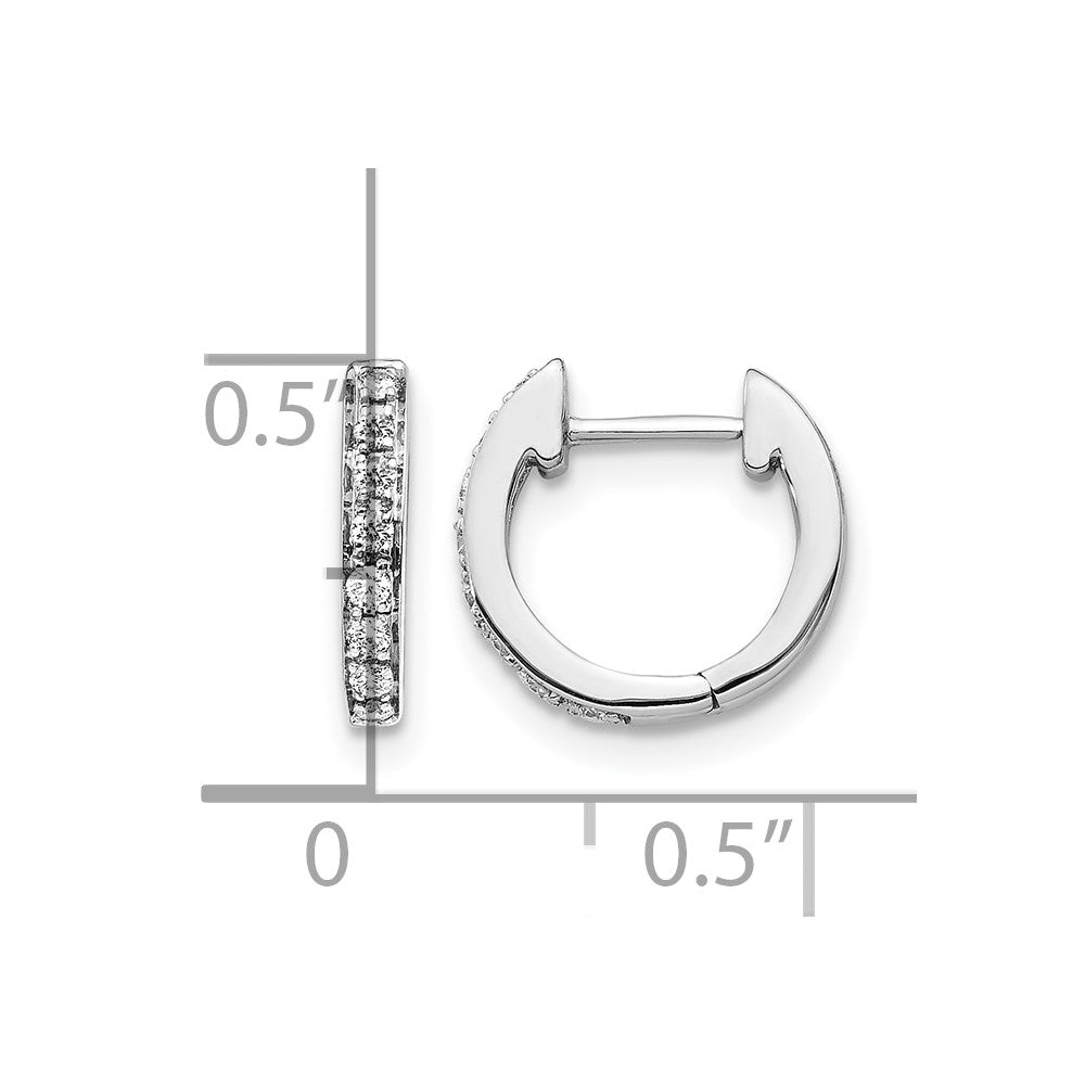 10K White Gold Diamond Hinged Hoop Earrings