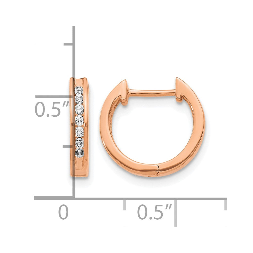 10K Rose Gold Diamond Hinged Hoop Earrings