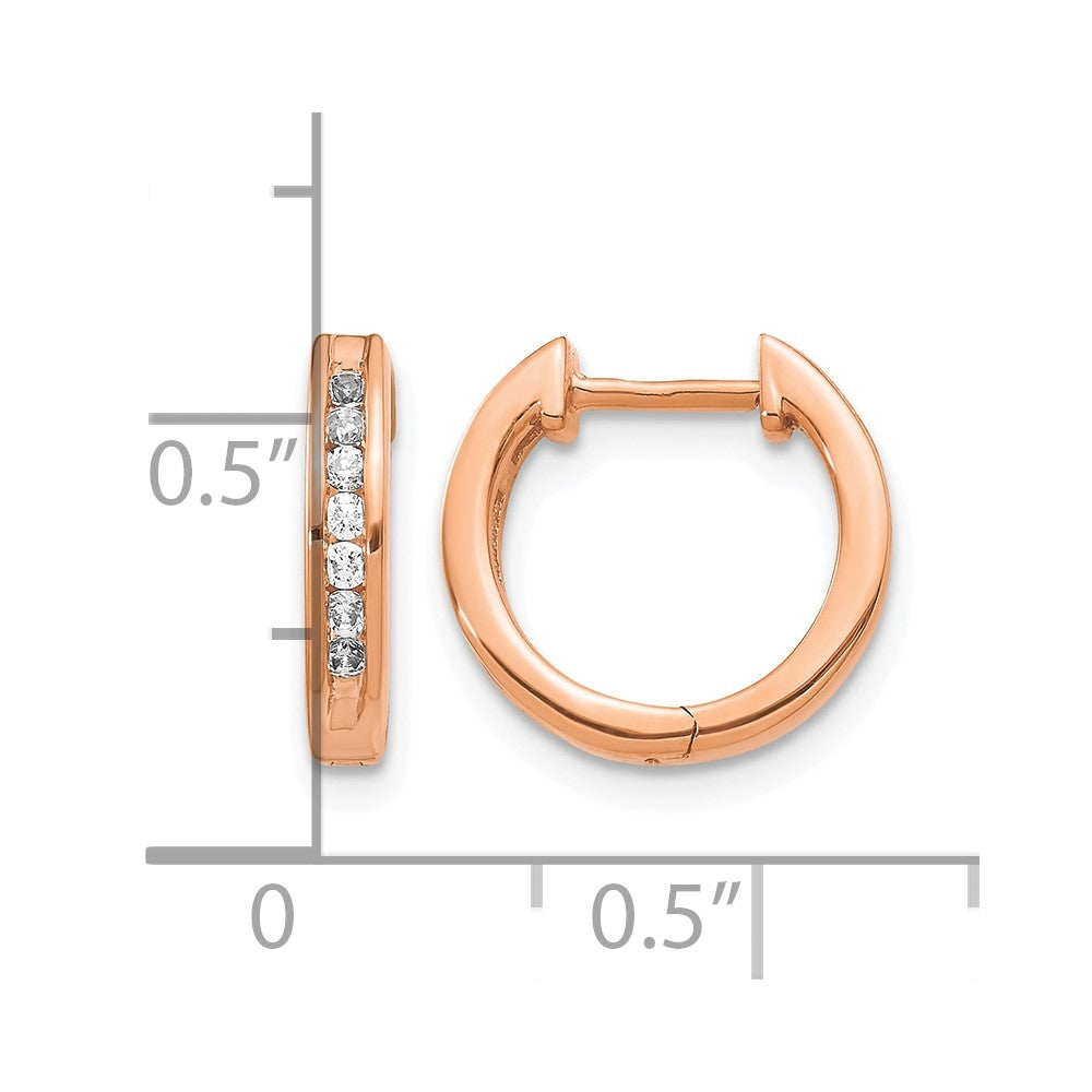 10K Rose Gold Diamond Hinged Hoop Earrings